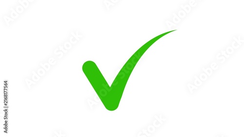 Animated green check mark on a clean minimalist white background, success approval confirmation, and task completion, concepts in digital projects