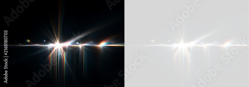 Принти на полотні Optical lens flare effect with horizontal streak and rainbow prism dispersion