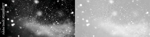 Canvas Print Falling snow overlay on transparent and black background