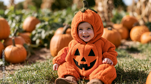 a child in a pumpkin costume,Thanksgiving, Halloween