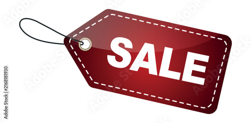 Bild auf Leinwand Red sale tag with white text isolated on white background for retail marketing promotions