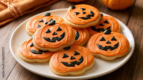 Pumpkin-shaped cookies, Halloween