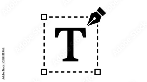 Vector illustration representing digital text editing tool icon featuring typography letter 