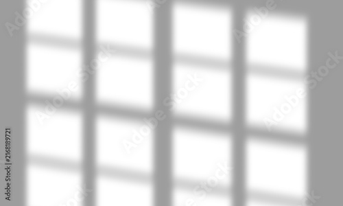 Natural Window Frame Shadow Effect with Soft Summer Light Isolated on Transparent Background