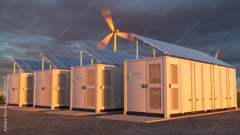 Fototapeta premium Energy Storage System .3D rendering.