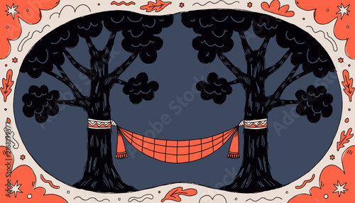 hammock between two trees at night