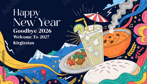 Happy New Year 2027 celebration in Kyrgyzstan