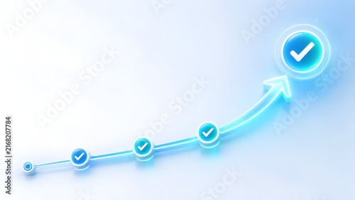 Upward Glowing Arrow Pathway With Checkpoint Nodes Reaching Goal Target