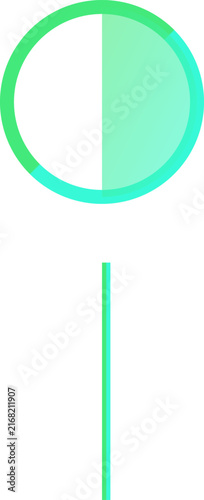 Modern minimalist green and teal geometric circle icon with vertical stem on white background illustration
