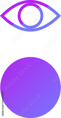Minimalist purple and blue gradient eye icon symbol on white background for modern brand identity illustration