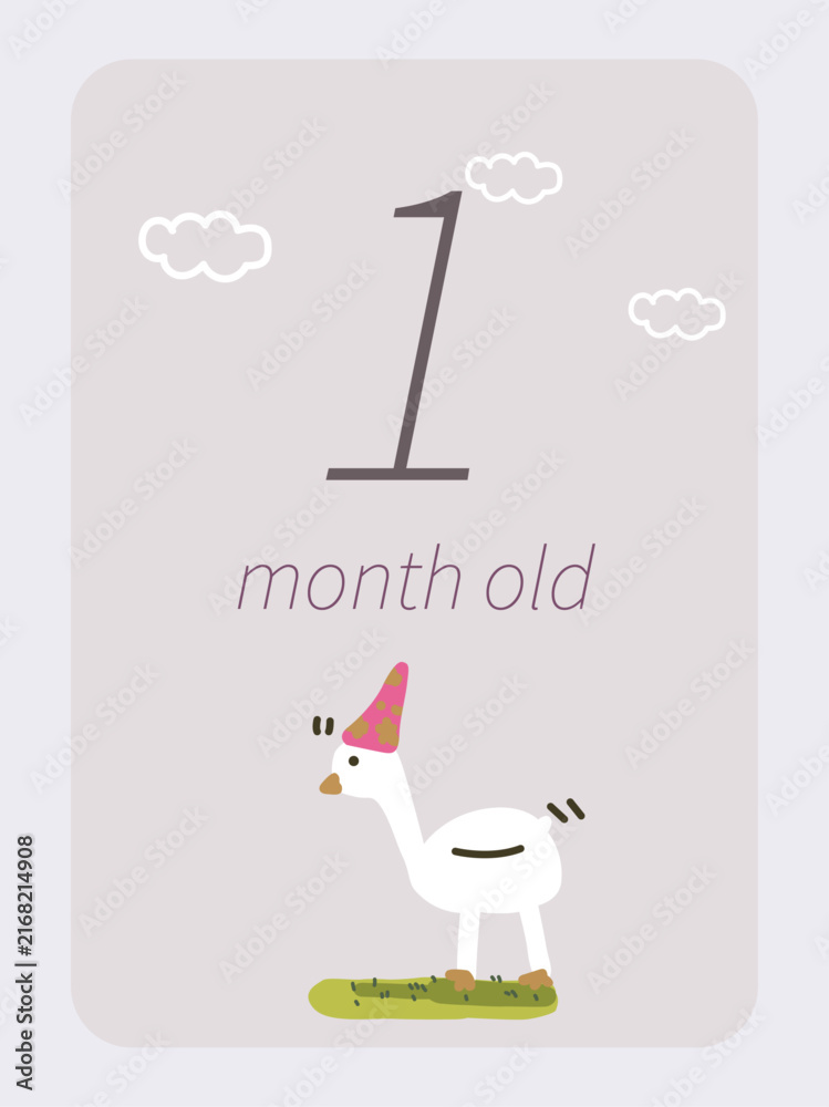 Naklejka premium Cute animal baby milestone cards editable vector set