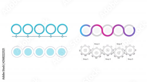Workflow improvement round horizontal empty infographic template animation set. Business planning. Animated diagrams blank design multi-step. Info graphics with options. HD video pack