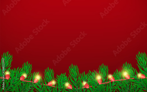 Christmas tree garland with tree lights