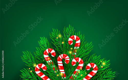 Christmas tree bouquet with Candy canes, lights and golden confetti