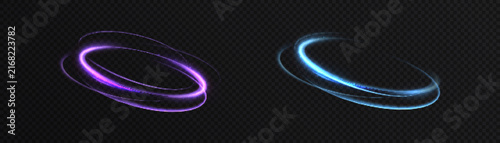 A glowing purple elliptical energy vortex with a bright neon radiance and a soft aura. A futuristic light vortex for interfaces, portals, logos, banners, and overlays.