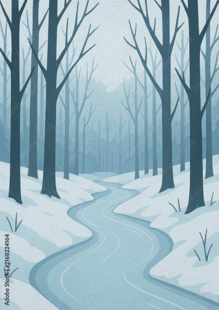Fototapeta premium Serene winter forest scene