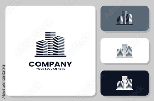 Modern city building logo design for real estate and construction business branding.