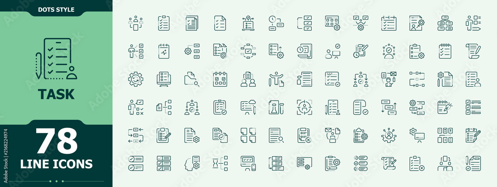 Naklejka premium Task line icon set. Plan icon set. Line symbol and sign. Includes symbols for plan, manage, work and more. Minimalist Editable vector.