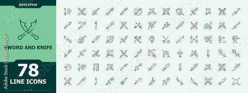 Photography Sword And Knife linear icon collection