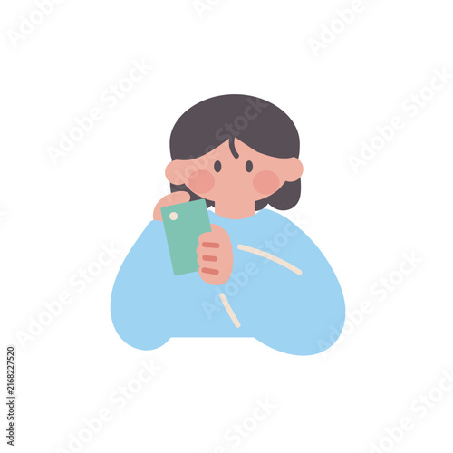 スマホを操作する女性イラスト人物