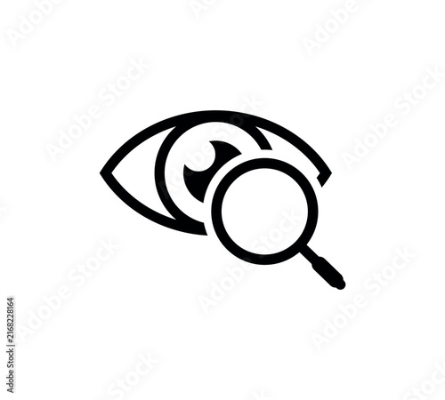 Visual Inspection Icon, Eye with Magnifying Glass, Analysis Symbol