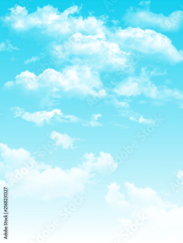 Bright blue sky with clouds background