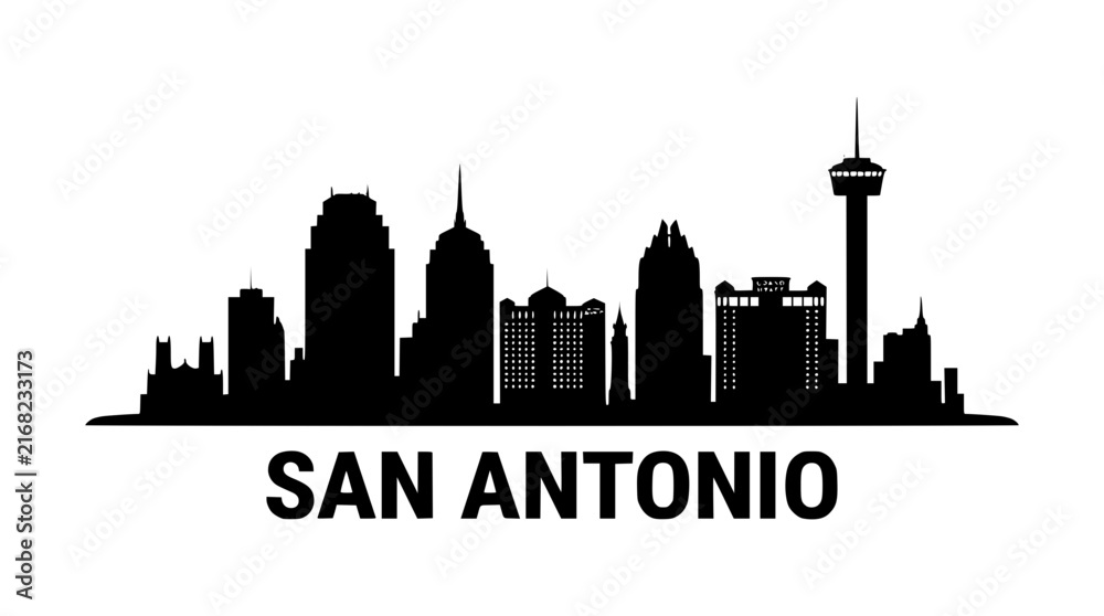 Obraz premium San Antonio skyline silhouette vector graphic design for urban branding projects