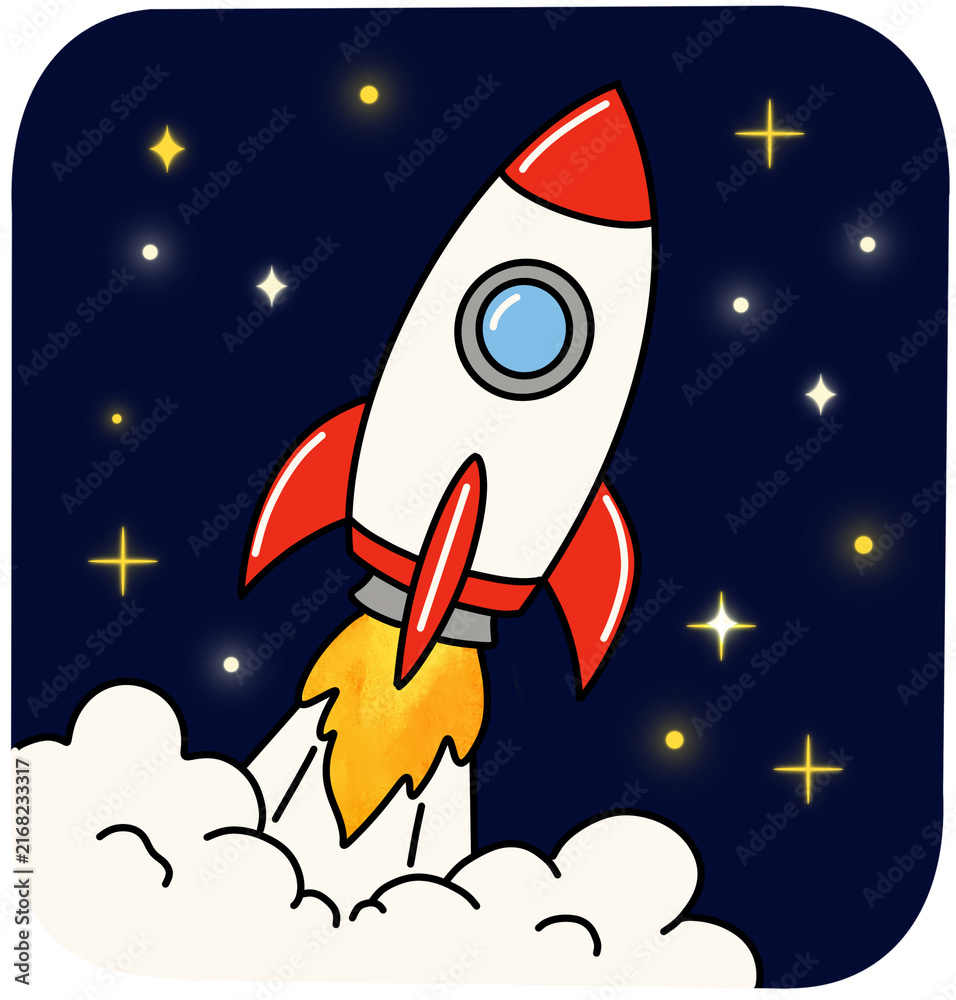 Fototapeta premium Rocket Launching into Space Illustration
