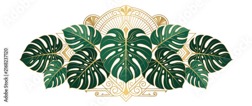 Ornate Tropical Leaf Art Nouveau Decorative Element Isolated