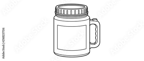 Outline Drawing of a Jar with Handle and Lid