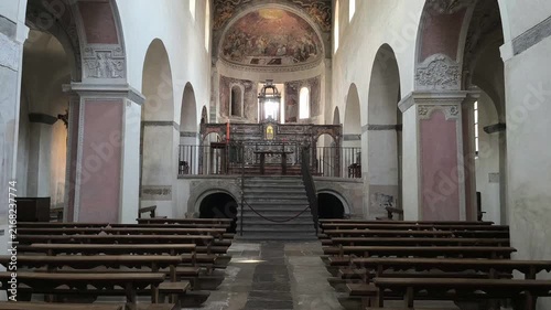 LOCARNO, SWITZERLAND : Romanesque interior of the San Vittore Church