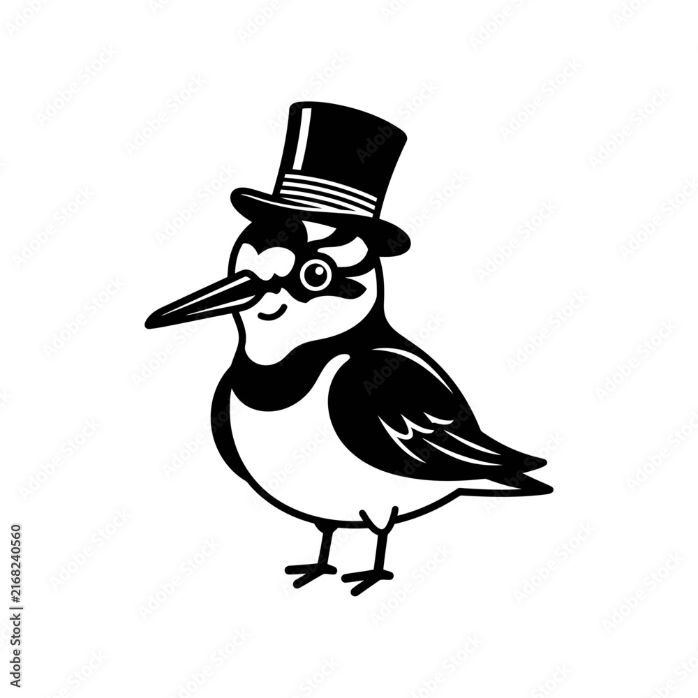 Obraz premium Penguin wearing top hat and monocle standing
