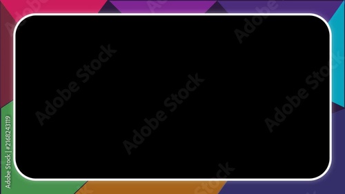 Abstract colorful geometric frame with black copy space center and white rounded border