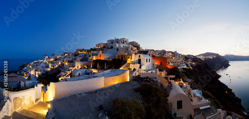 Greece, Cyclades, Thira, Santorini, View of oia before sunrise