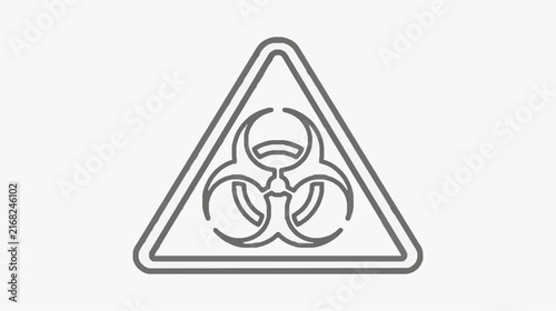 Biohazard Symbol Minimalist Gray Triangle Warning Icon