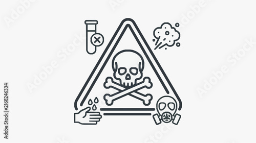 Biohazard Warning Icon Black and White Skull Toxic Symbols Minimalist Design