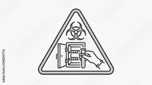 Biohazard Laboratory Warning Symbol Minimalist Black and White Triangle Icon