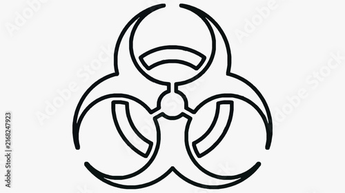 Biohazard Symbol Minimalist Black and White Line Art