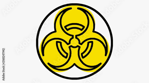 Biohazard Symbol Bold Yellow and Black Circular Warning Icon