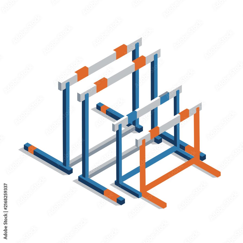 Naklejka premium Colorful Isometric Hurdles in Modern Design.