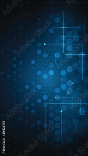 Electronic circuits in a digital system on a dark blue background.