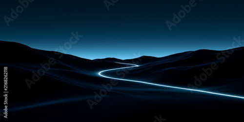 Pathfinder's Trace: A conceptual visual of navigation and journey, marked by glowing trails that chart a course across a minimalist terrain, highlighting the essence of discovery and exploration