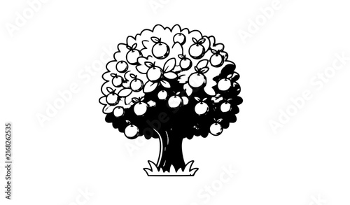 vector tree silhouette with roots