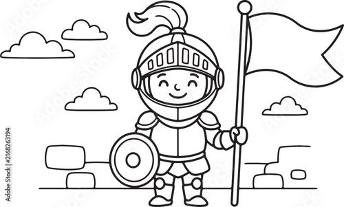 Cartoon boy holding a clock, smiling smile child