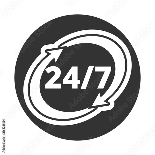 Konstfotografi 24 hours 7 days a week icon isolated on transparent background