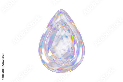 Obraz na płótnie Pear shaped iridescent crystal gemstone isolated on white background