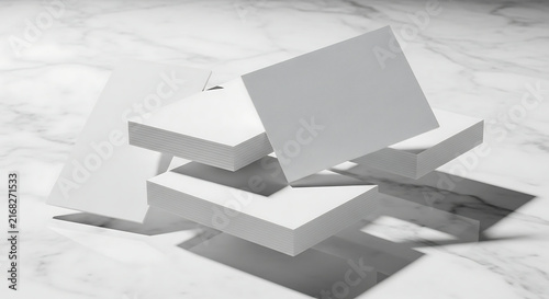 Minimalist White Rectangular Blocks Stacked on a Light Surface.