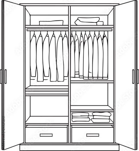 wardrobe line art coloring page