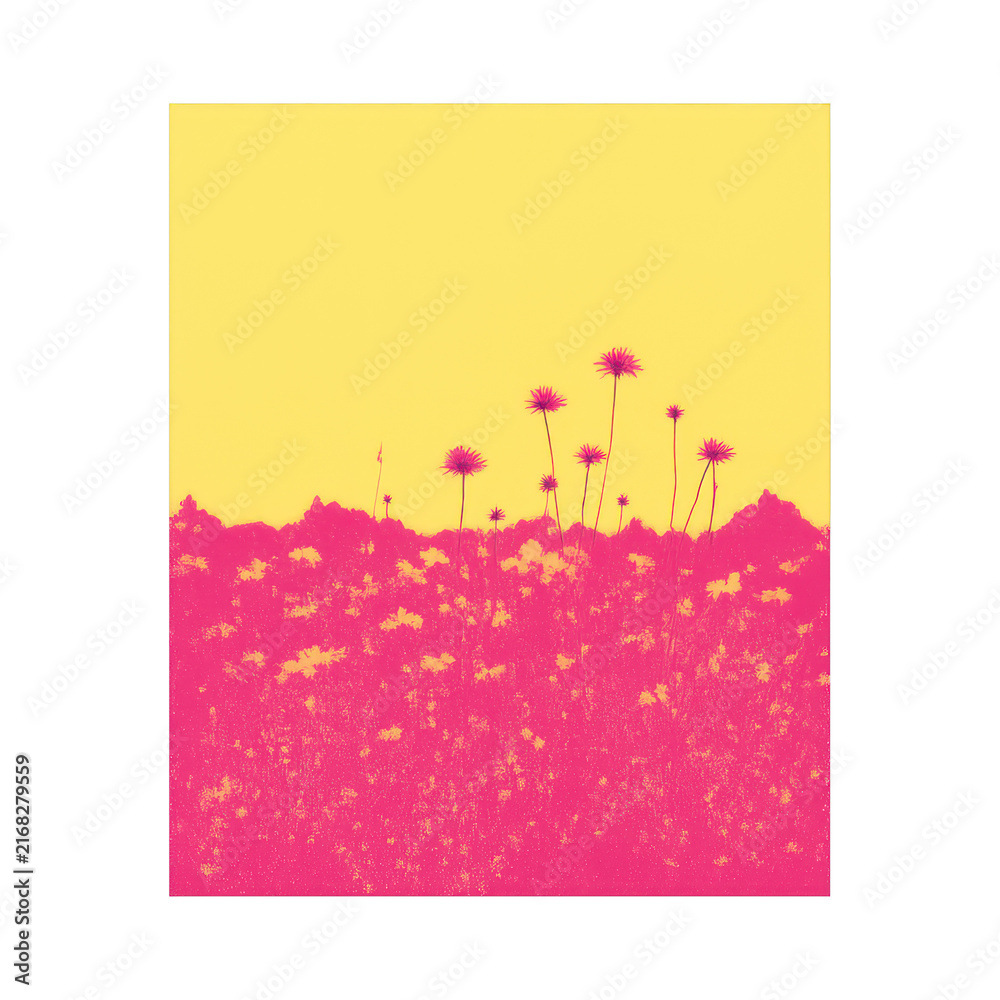 Naklejka premium PNG Vibrant floral silhouette artwork.