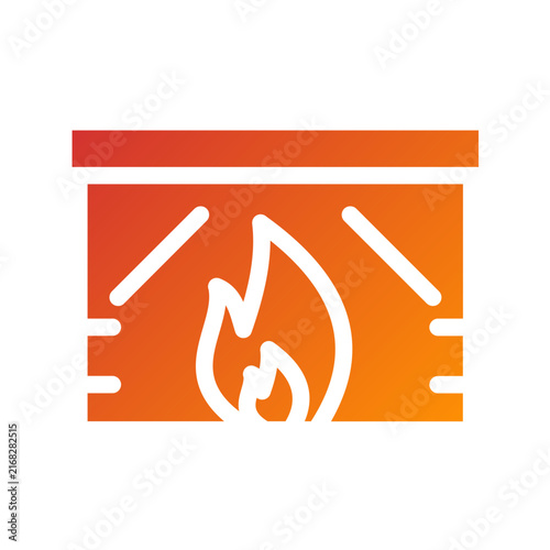 Fireplace Line Icon Style